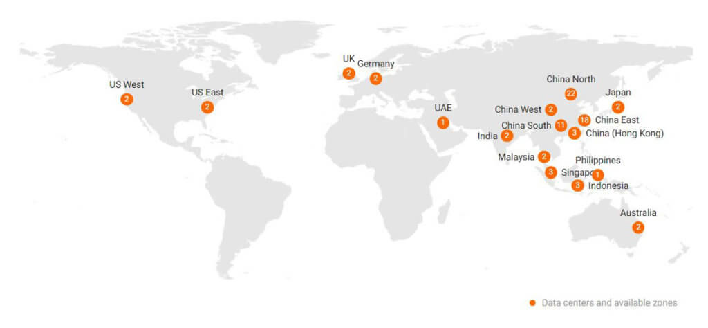 Alibaba Cloud globale Präsenz