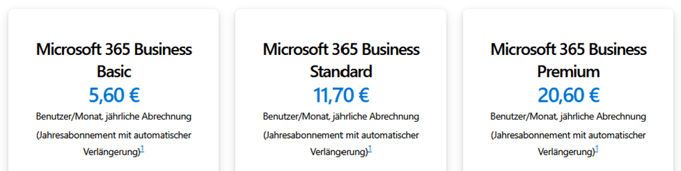 Business Lizenzen bei Microsoft